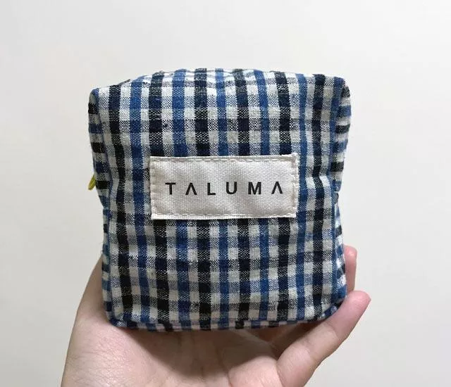 古董手織布藍色格紋｜棉布方形零錢包