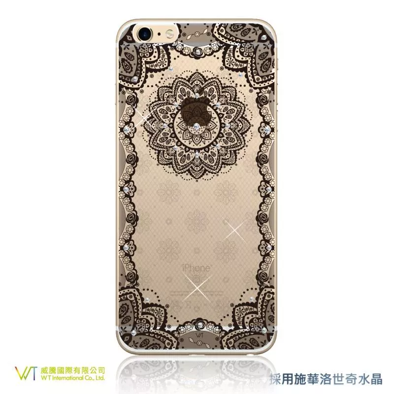Apple iPhone6 Plus / 6s Plus(5.5)【 黑色蕾絲 】 施華洛世奇水晶 奢華 彩鑽保護殼