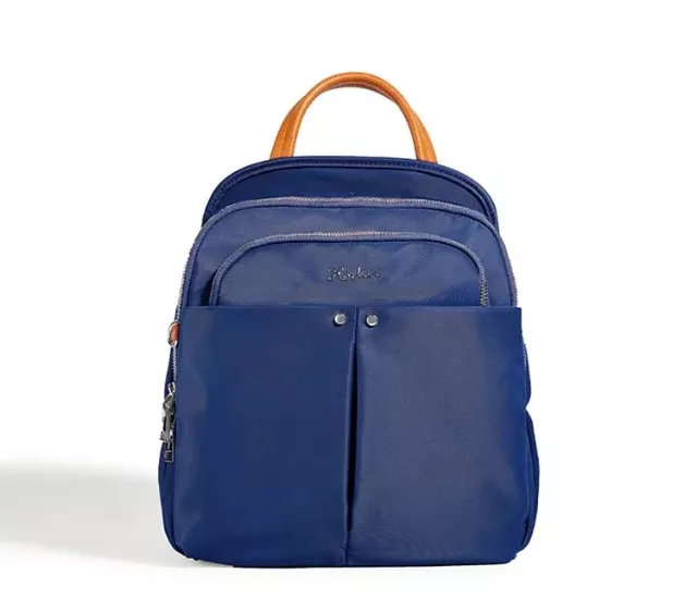 午茶日常防盜後背包-藍色
