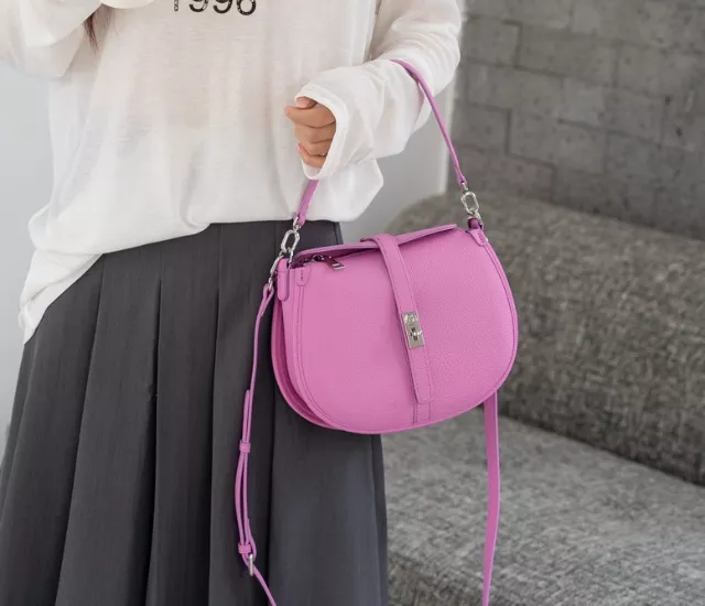 漾彩馬蹄提包-桃紫色