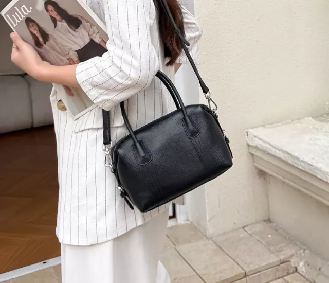 軟皮質感圓圓提包-黑色