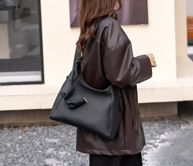 都會柔軟肩背包-黑色