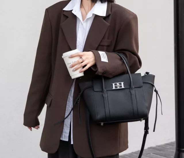 經典鎖釦托特包-黑色