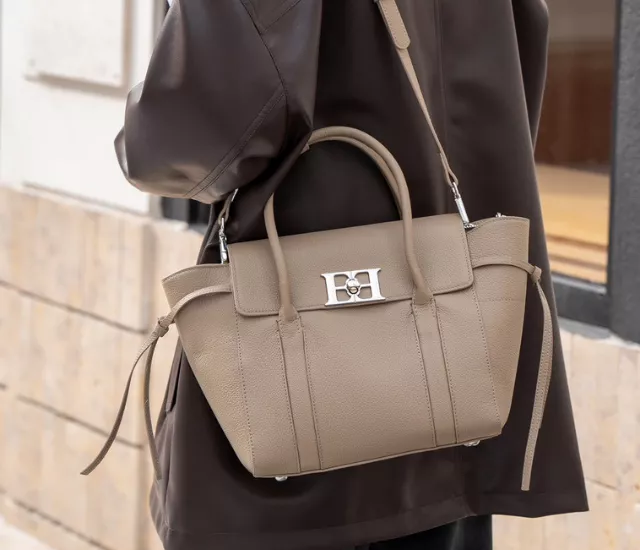 經典鎖釦托特包-杏色