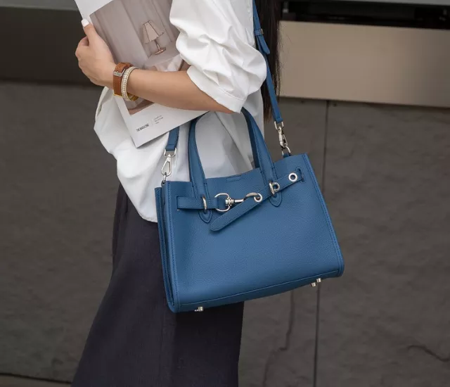 輕奢馬蹄扣小方包-藍色