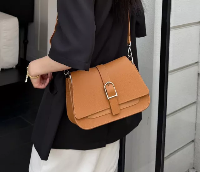 輕奢馬蹄扣小方包-橘色