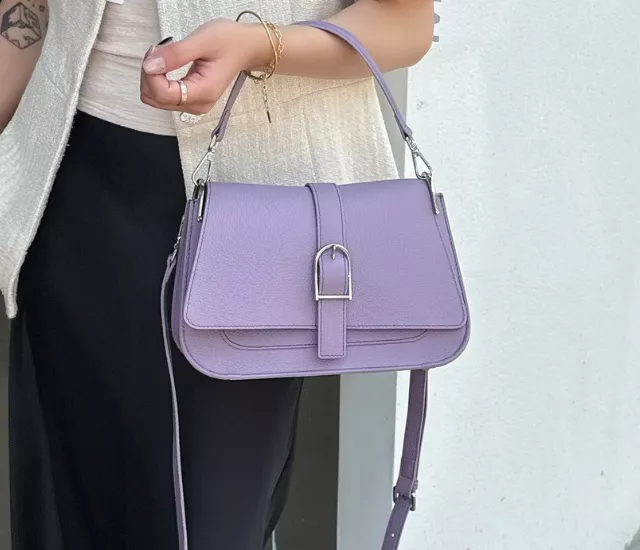 輕奢馬蹄扣小方包-紫色