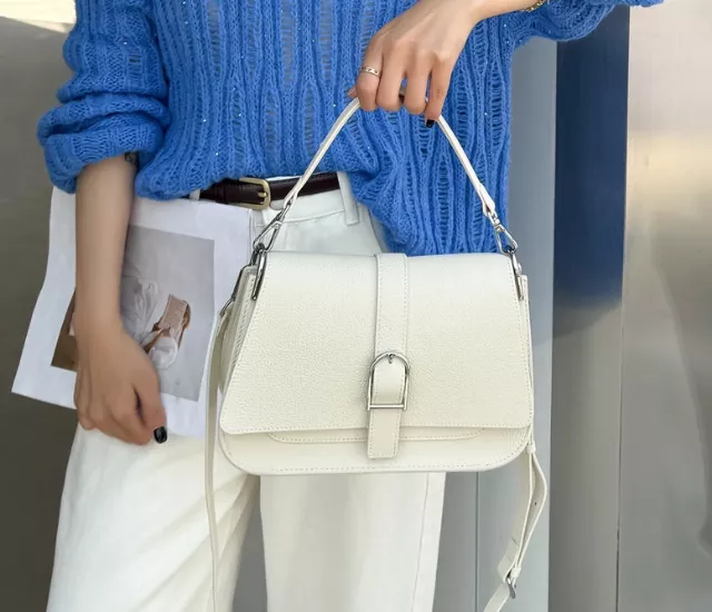 輕奢馬蹄扣小方包-白色