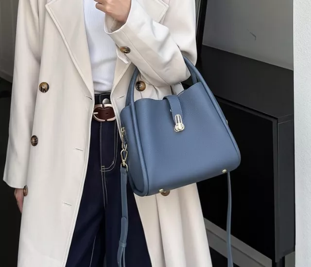 氣質小圓扣提包-藍色