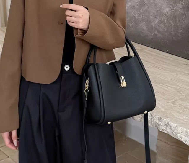 氣質小圓扣提包-黑色