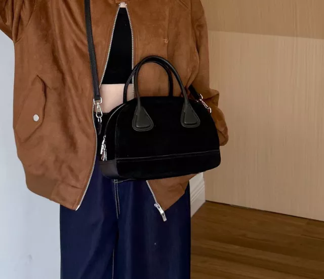 磨砂牛皮波士頓包-黑色