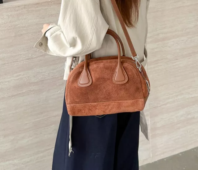 磨砂牛皮波士頓包-橘棕色