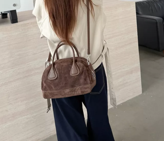 磨砂牛皮波士頓包-咖啡色