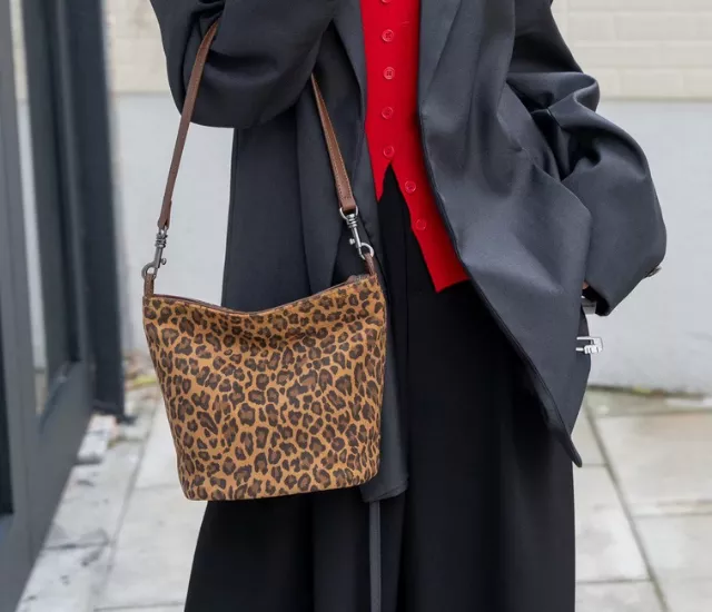 磨砂牛皮小托特包-豹紋