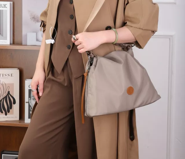 抓皺造型手提包-杏色