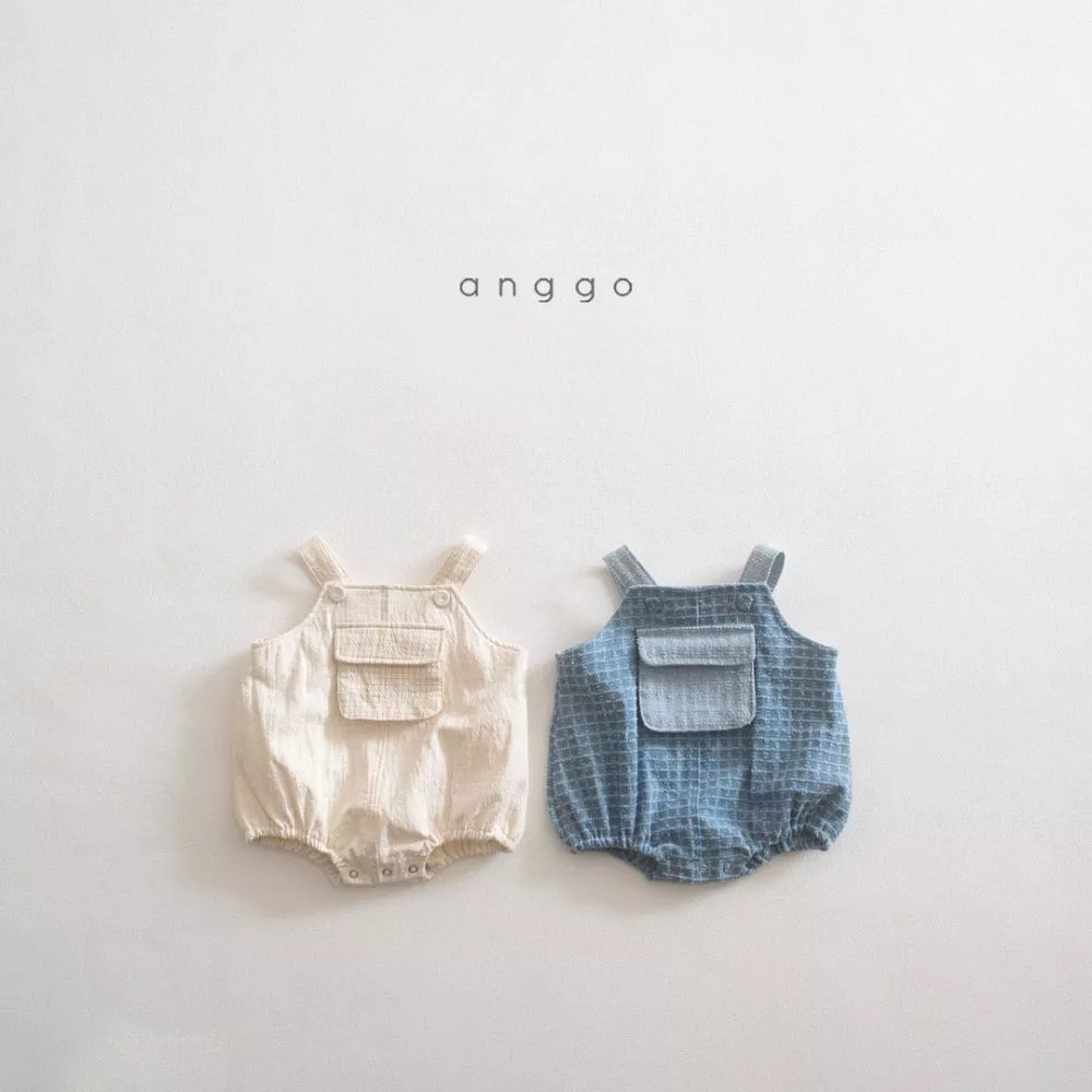 AGO_大口袋格紋吊帶包屁褲
