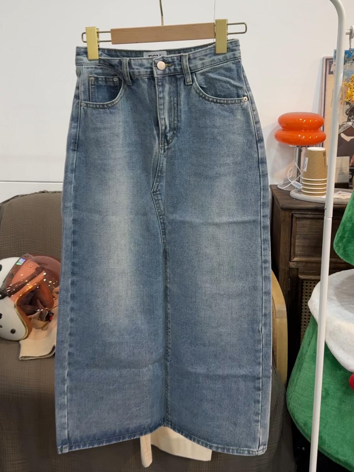高腰牛仔長裙