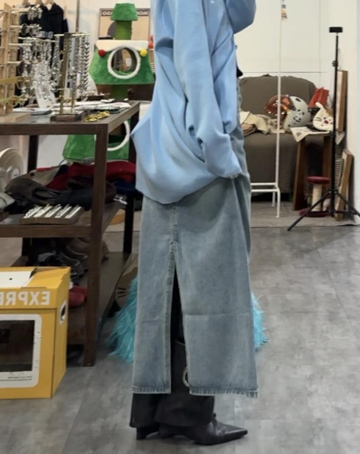 高腰牛仔長裙
