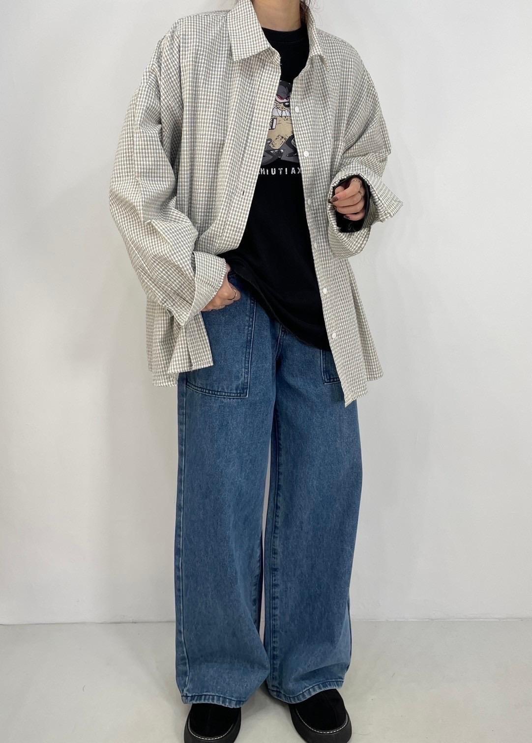小格長版襯衫