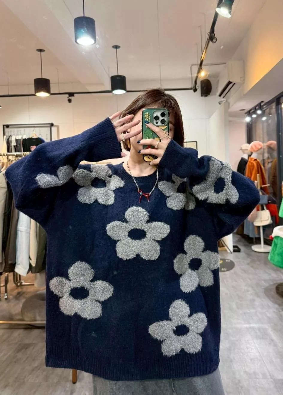 花朵針織毛衣