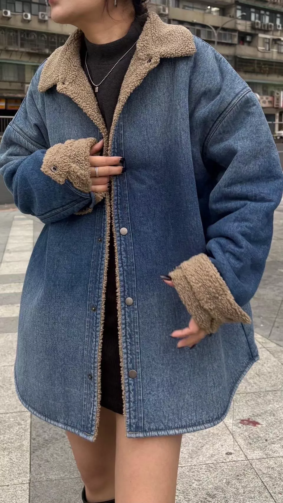 羊羔毛牛仔外套