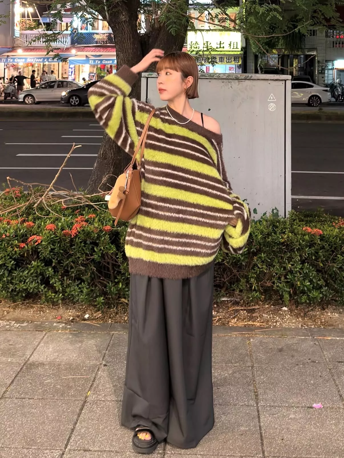 海馬毛條紋毛衣