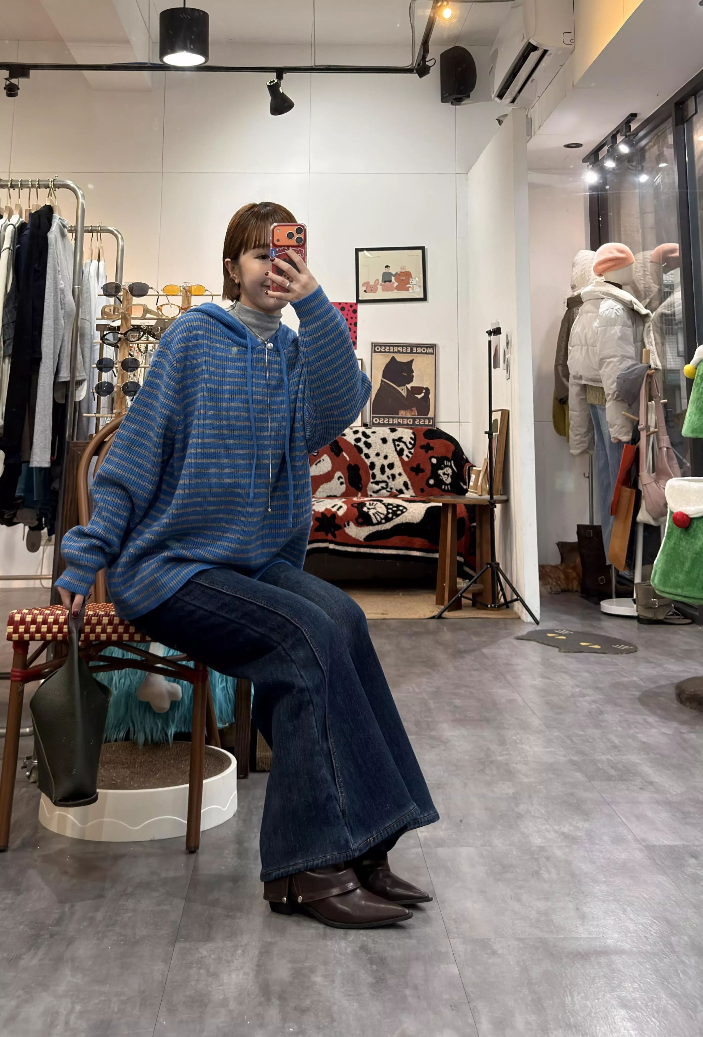 條紋大件針織帽t（售完斷貨）