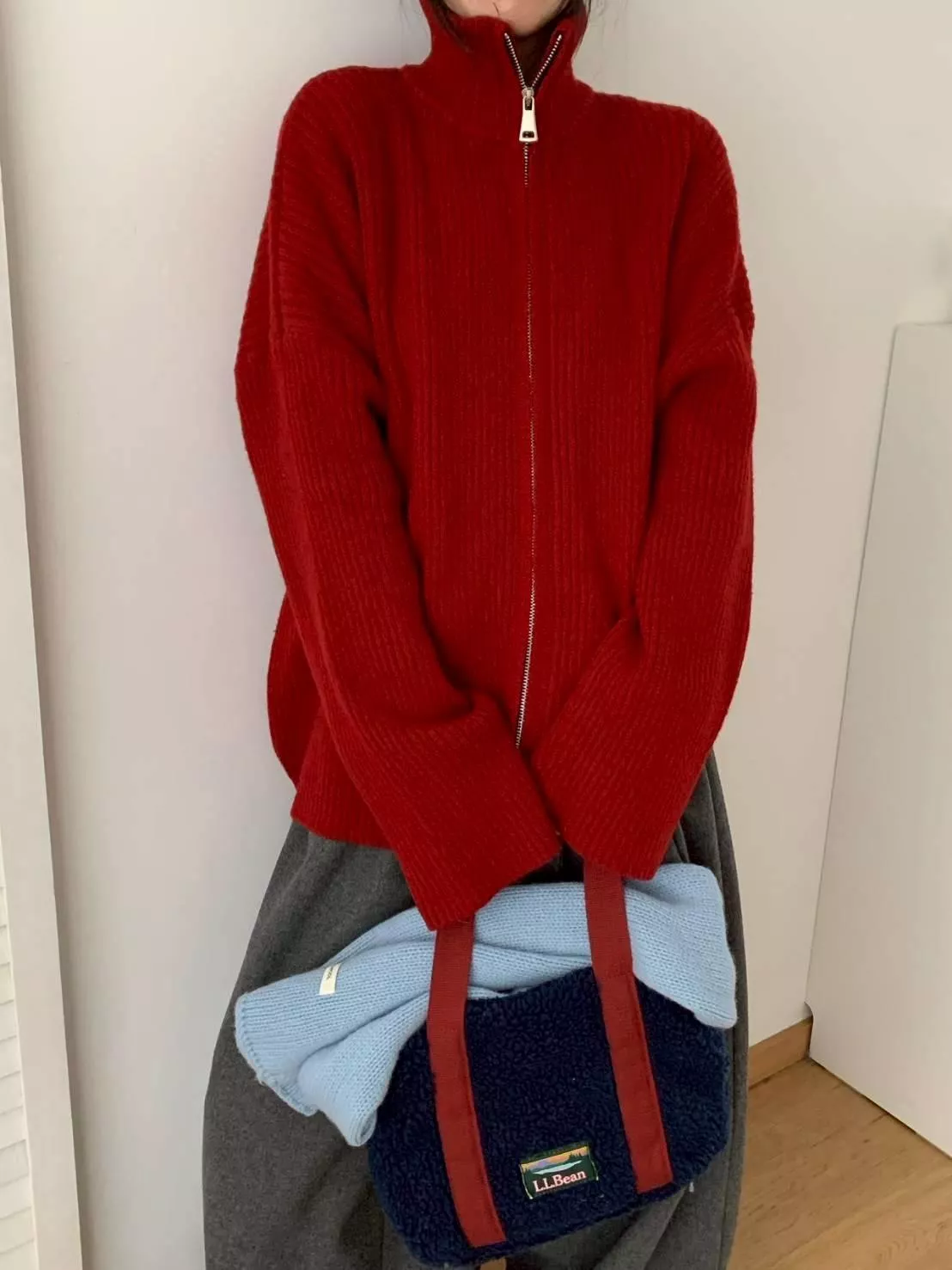 雙拉鍊針織外套