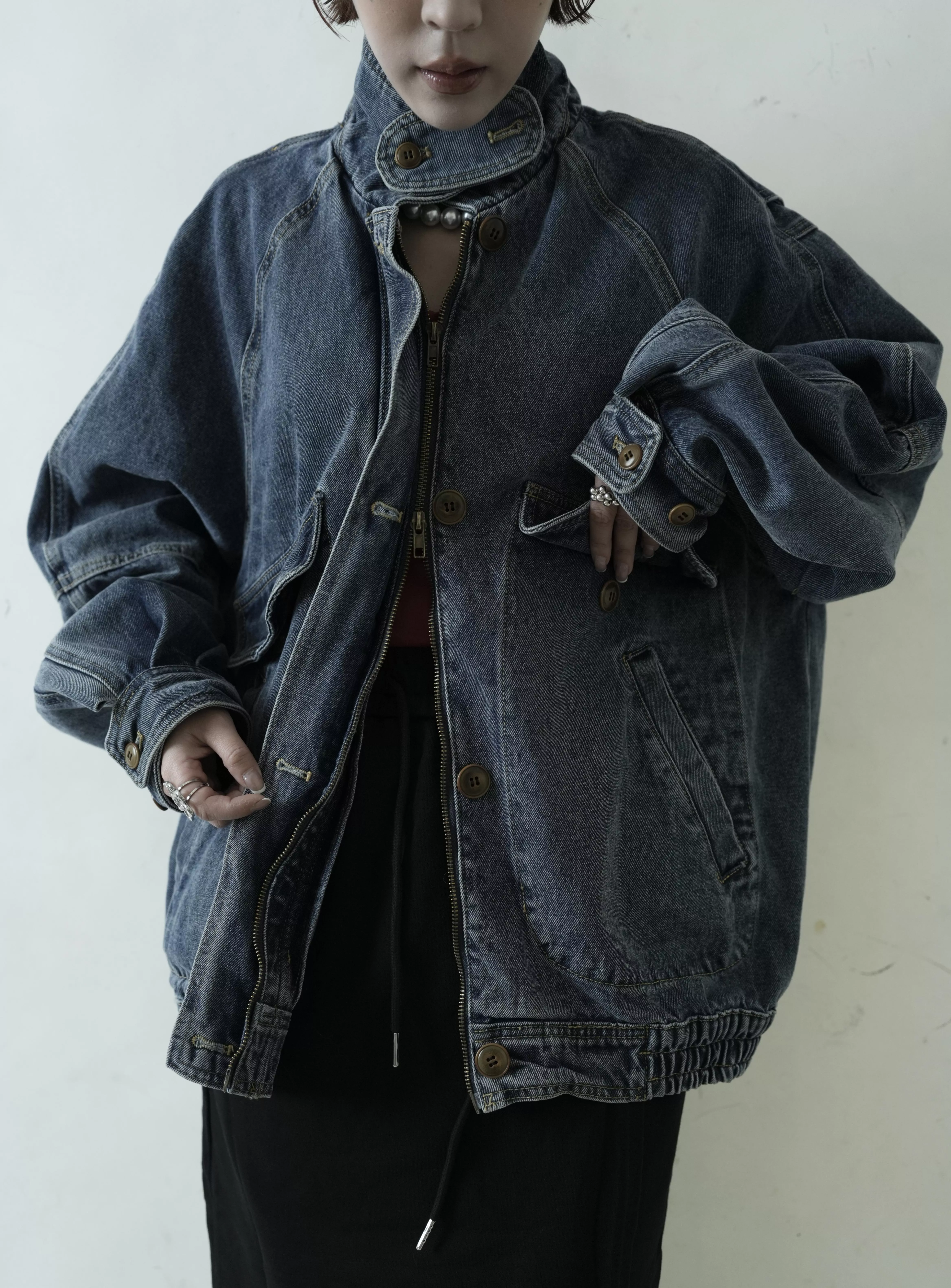 雙拉鏈厚磅牛仔外套