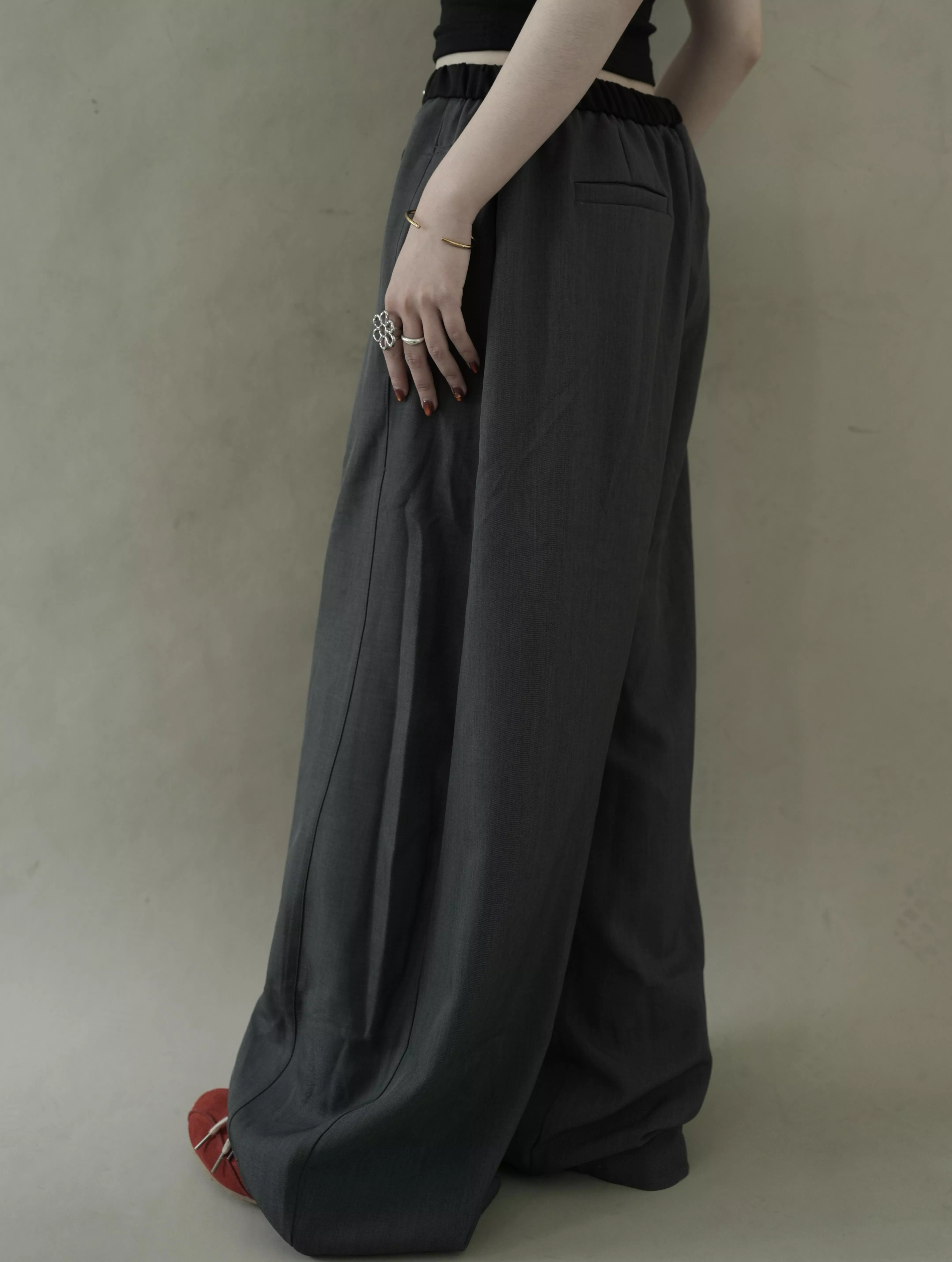 褲頭配色西裝褲（鬆緊）