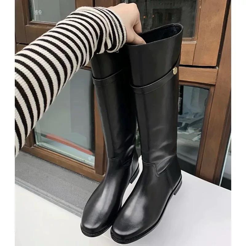 BeigeClothig✤｜熱賣款！低跟復古小金扣長筒靴
