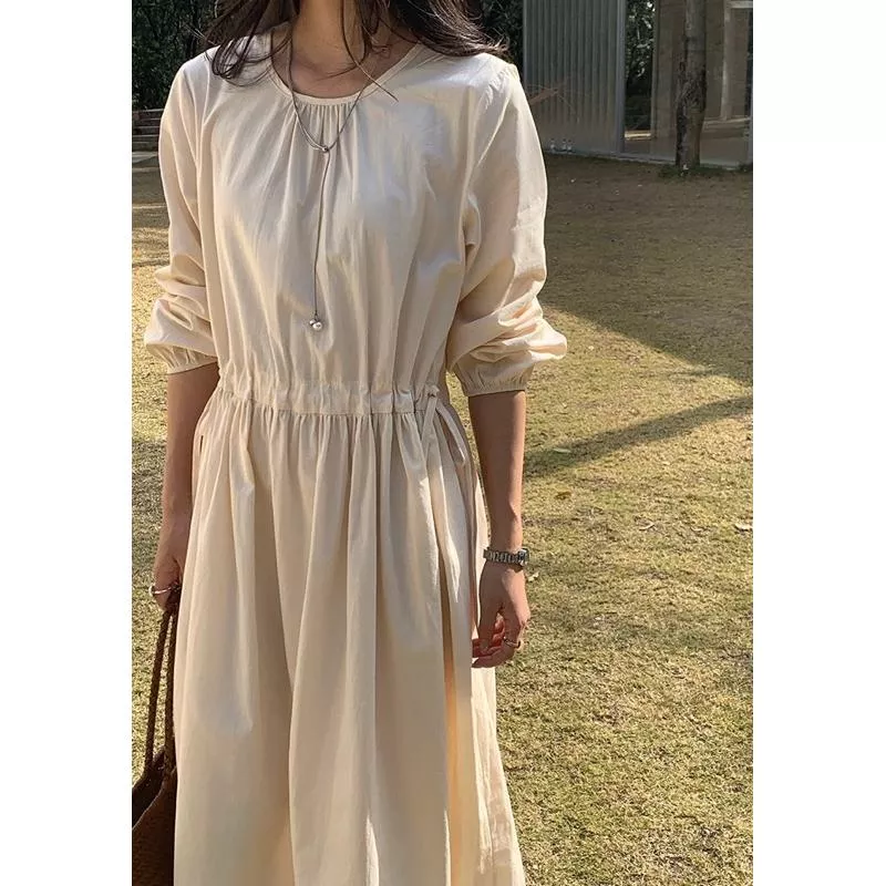 BeigeClothig✤｜𝐌𝐚𝐫.07 法式溫柔綁帶收腰連身裙