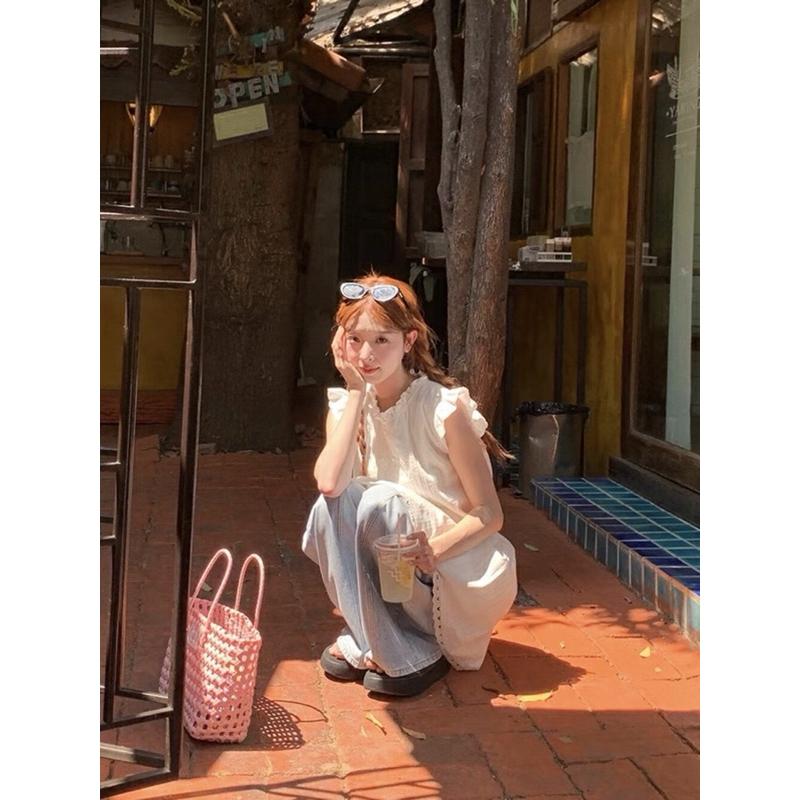BeigeClothig✤｜𝐀𝐩𝐫.07 夏季甜美蕾絲木耳花邊背心連身裙上衣