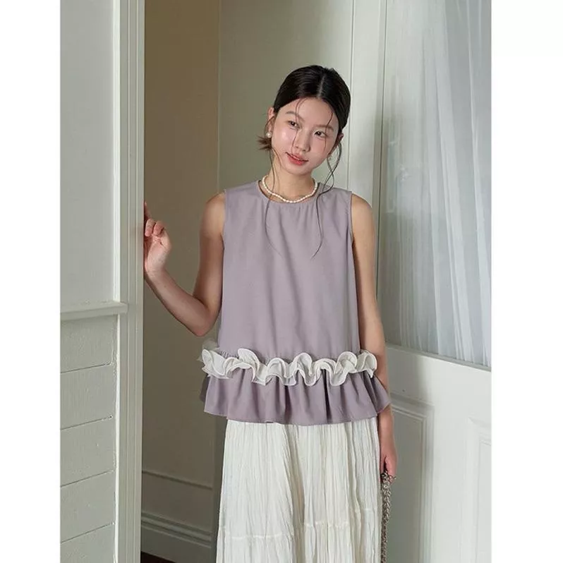 BeigeClothig✤｜𝐌𝐚𝐲.26 設計感復古荷葉邊背心上衣