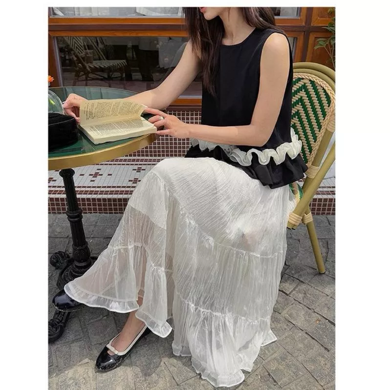 BeigeClothig✤｜𝐌𝐚𝐲.26 法式甜美荷葉邊褶皺半身裙