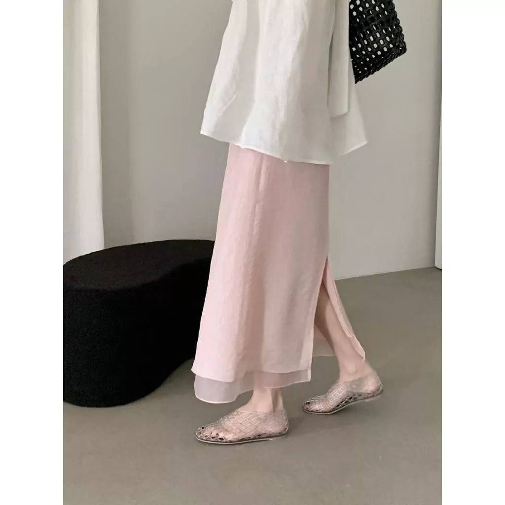 BeigeClothig✤｜𝐉𝐮𝐧.11 推推！唯美質感網紗拼接直紋半身裙