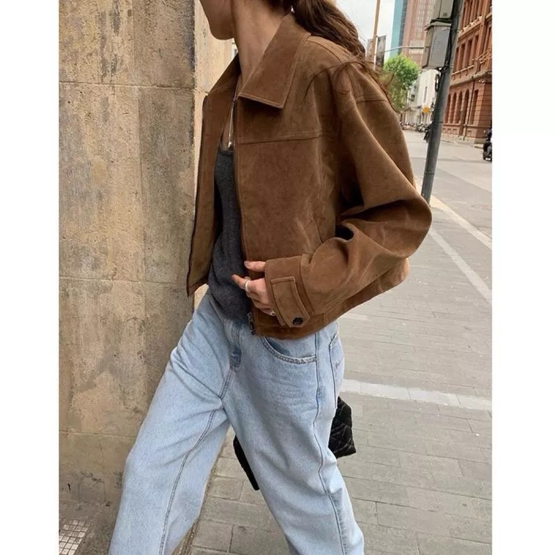 BeigeClothig✤｜𝐒𝐞𝐩.19 秋日外套🍂 俐落短款翻領麂皮外套