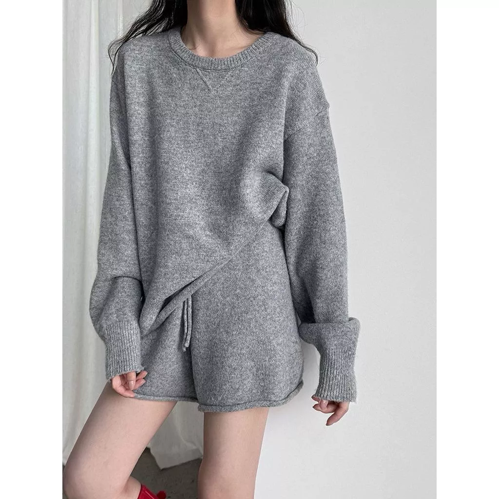 BeigeClothig✤｜𝐍𝐨v.02 軟糯羊毛針織上衣+針織短褲 套裝