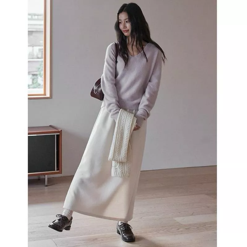 BeigeClothig✤｜𝐍𝐨v.02 簡約鬆弛感加厚直筒半身裙