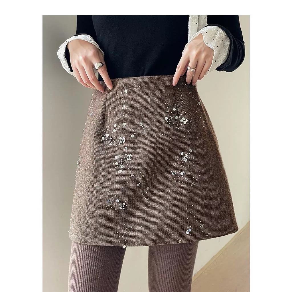現貨 BeigeClothig✤｜𝐃𝐞𝐜.01 質感重工手工珠綉亮片半身短裙