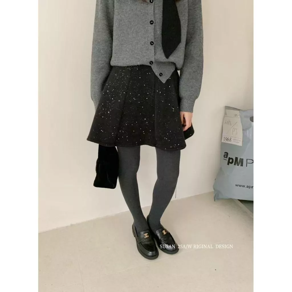 BeigeClothig✤｜𝐃𝐞𝐜.01 低調微光閃亮半身短裙