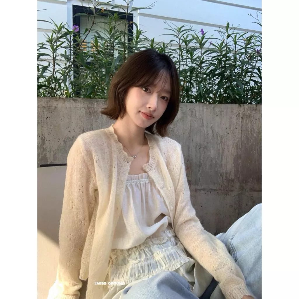 BeigeClothig✤｜𝑴𝒂𝒓𝒄𝒉.06 I MISS 溫柔百搭！氣質鏤空薄針織外套