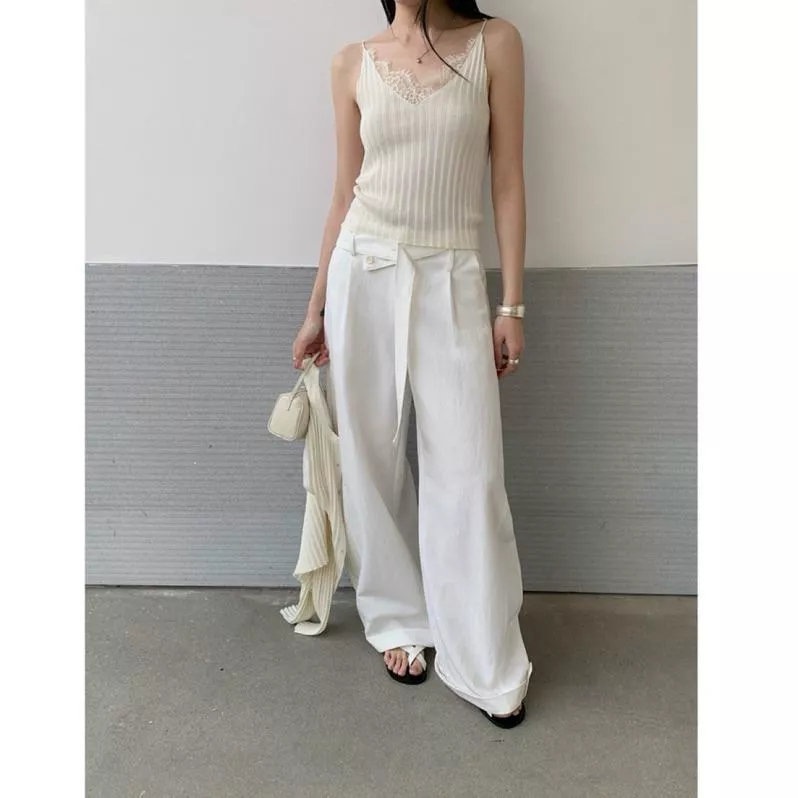 BeigeClothig✤｜𝑴𝒂𝒓𝒄𝒉.06 簡約腰帶扣設計彎刀褲