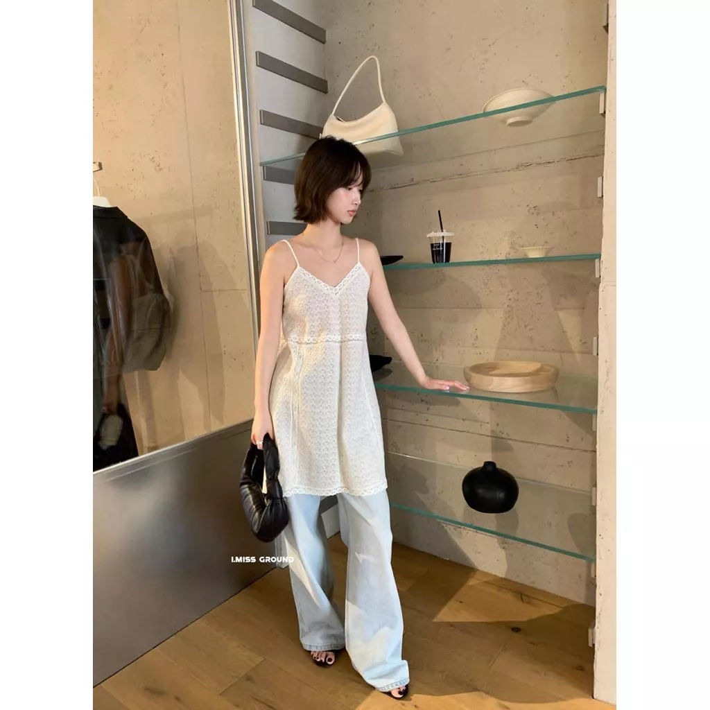 BeigeClothig✤｜𝑴𝒂𝒓𝒄𝒉.06 I MISS 質感鏤空蕾絲拼接疊穿連身裙上衣