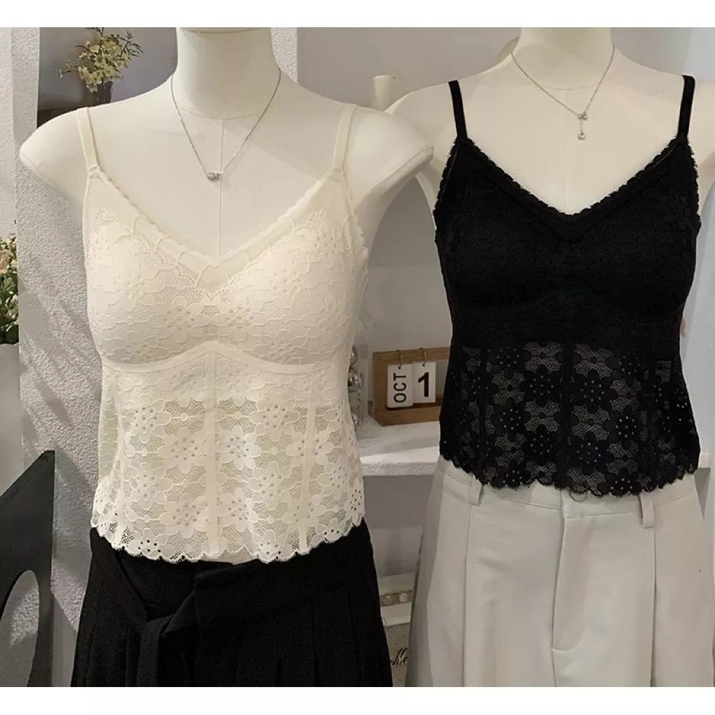 BeigeClothig✤｜𝑴𝒂𝒓𝒄𝒉.06 單穿搭配首選！唯美蕾絲帶胸墊細肩背心