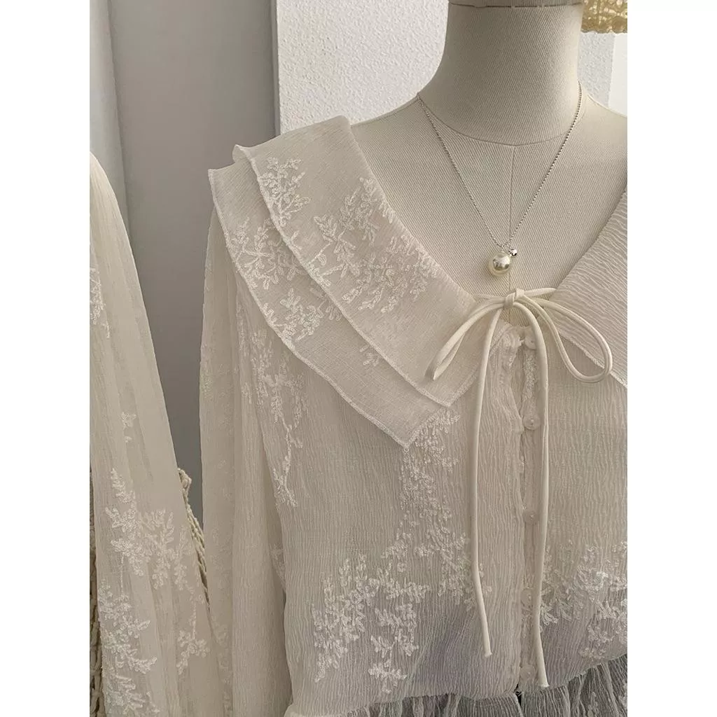 BeigeClothig✤｜𝑴𝒂𝒓𝒄𝒉.06 自留！溫柔質感荷葉邊綁帶襯衫上衣