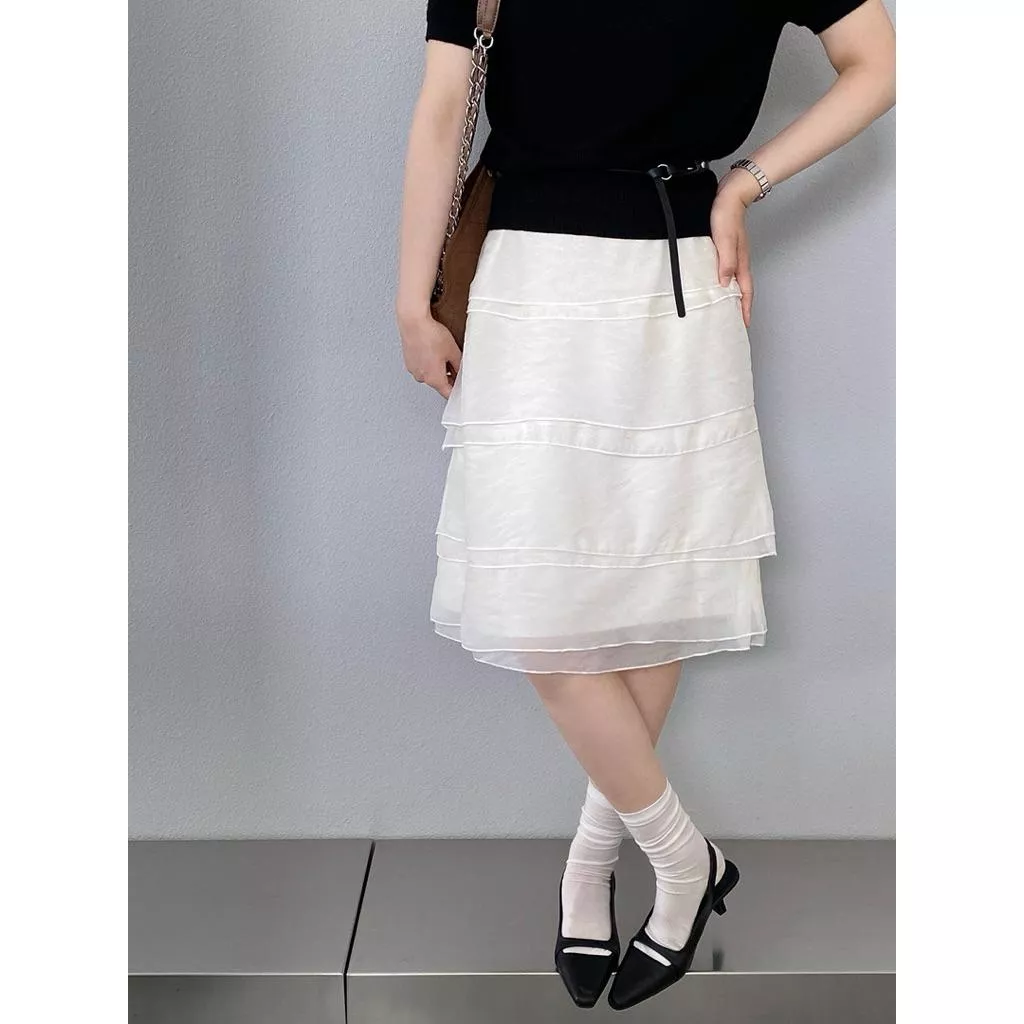 BeigeClothig✤｜𝐌𝐚𝐲.08 自留！溫柔網紗花邊壓褶半身裙