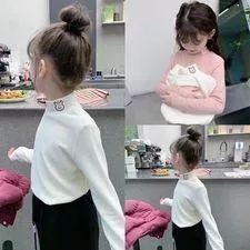 貓姐的團購中心~T4464 雙面德絨高領女童內搭上衣~2種顏色~90-150公分~一件300元~預購款