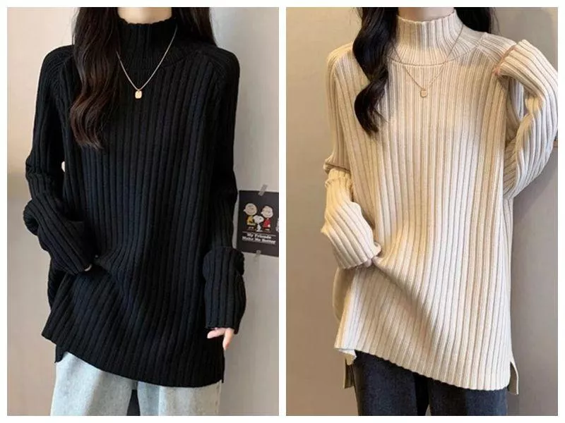 貓姐的網路商店~有中大尺碼~G5586半高領針織毛衣~2種顏色~M-2XL~一件390元~預購款