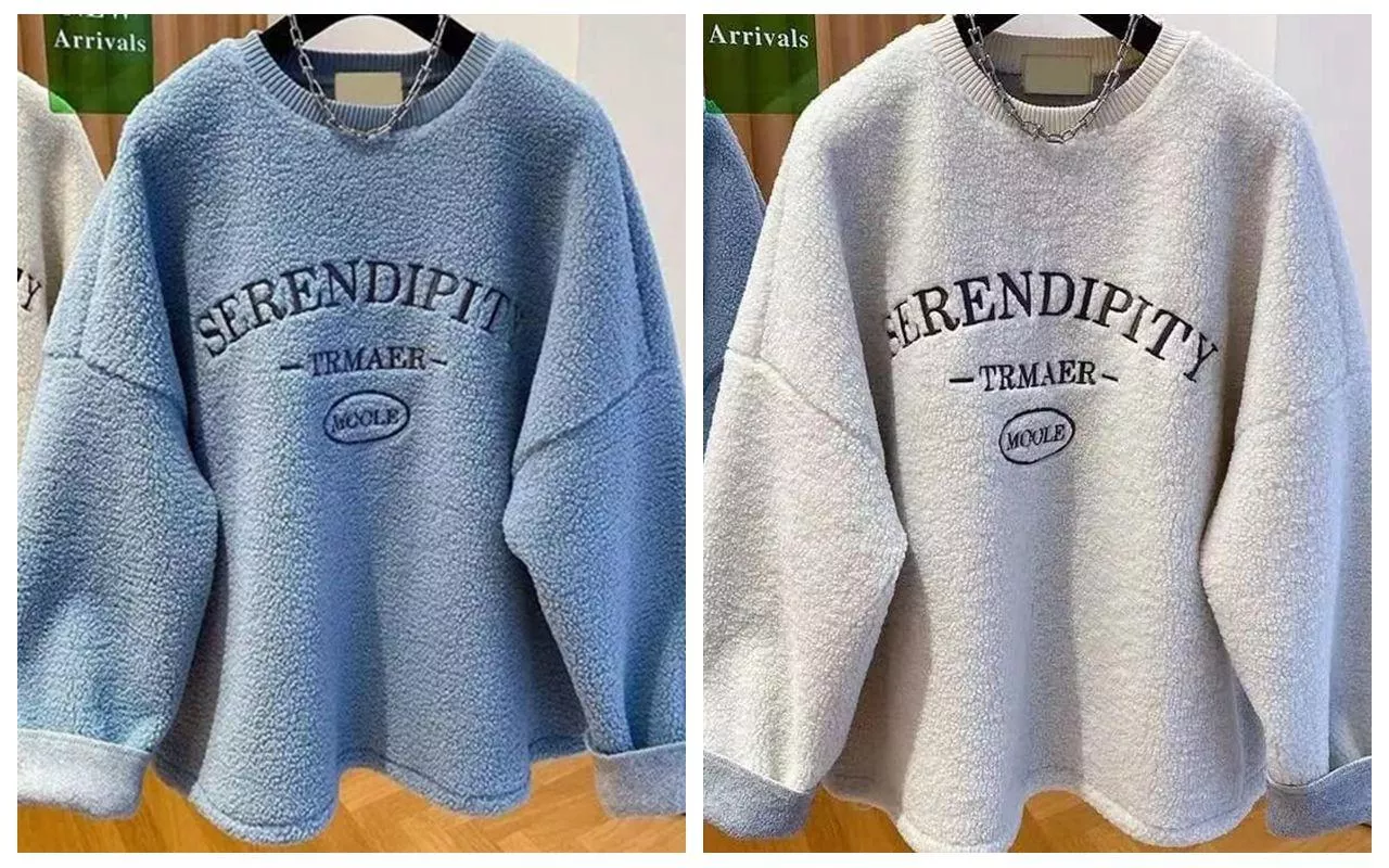 貓姐的網路商店~有大尺碼~250205刺繡字母加絨上衣~2種顏色~M-4XL~一件490~預購款